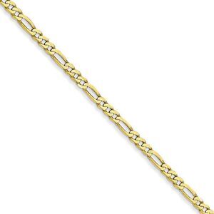 2.2mm, 10k Yellow Gold, Solid Concave Figaro Chain Necklace, 20 Inch